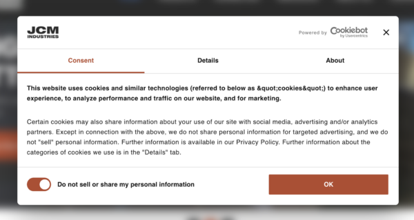 Example Consent Banner - Lead Gear Digital Marketing