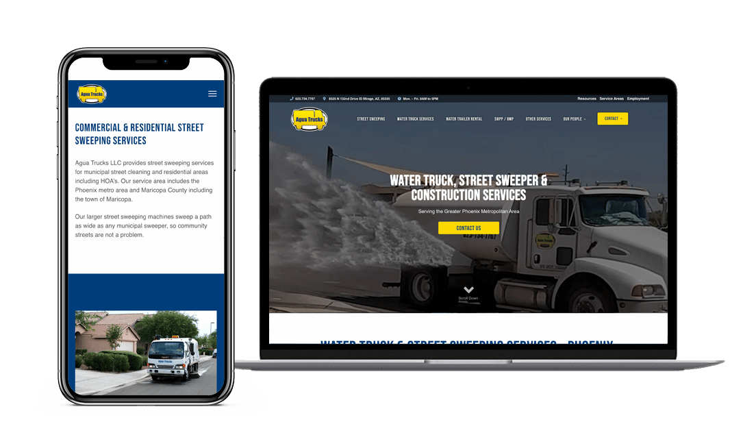 Agua Trucks Website Project by Lead Gear with Mobile Responsive Design