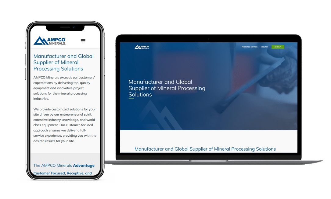 Ampco Minerals Website Project by Lead Gear with Mobile Responsive Design
