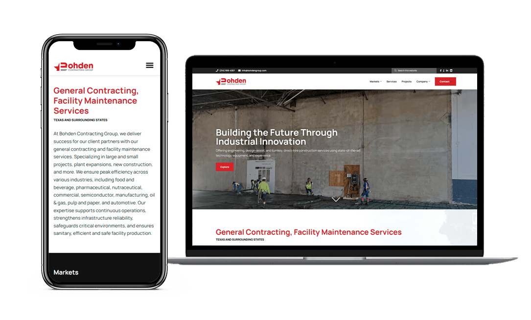 Bohden Contracting Group Website Project by Lead Gear with Mobile Responsive Design