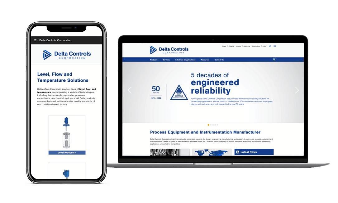 Delta Controls Website Project by Lead Gear with Mobile Responsive Design