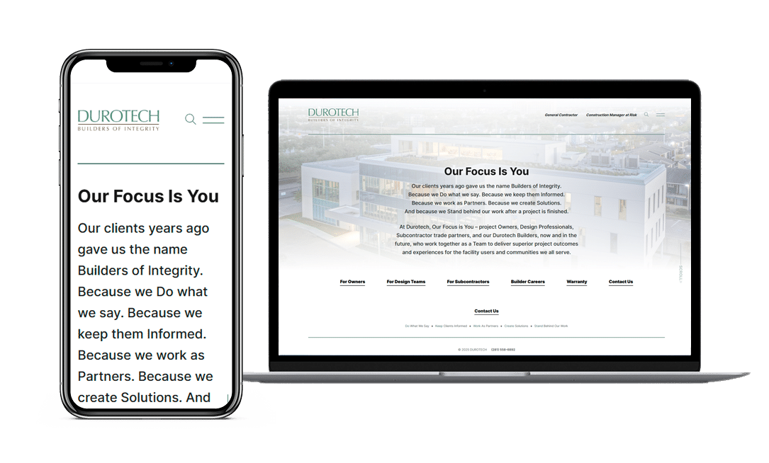 Durotech Website Project by Lead Gear with Mobile Responsive Design