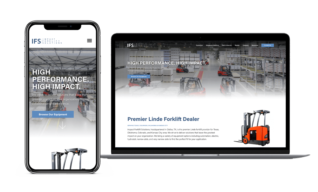 Impact Forklift Solutions Website Project by Lead Gear with Mobile Responsive Design