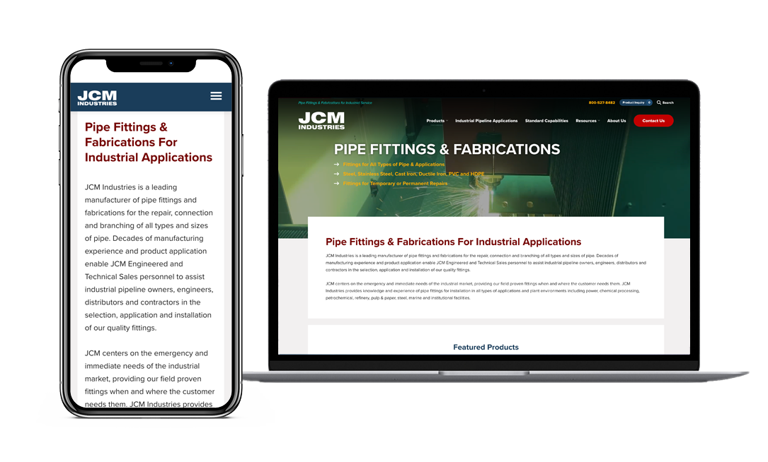 JCM Industrial Fittings Website Project by Lead Gear with Mobile Responsive Design
