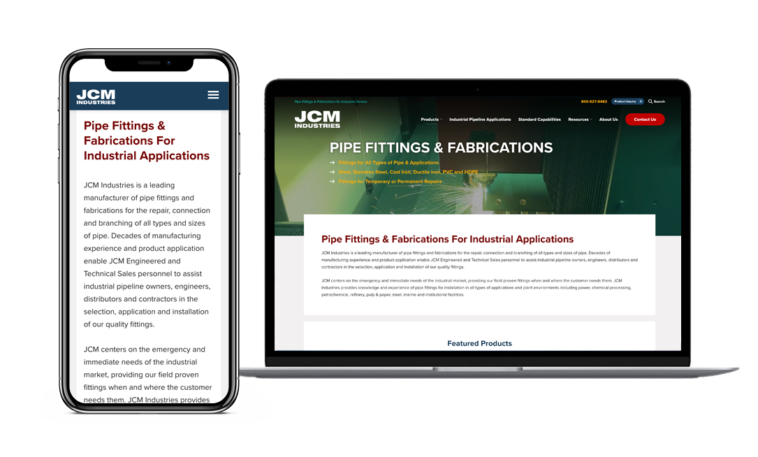 JCM Industrial Fittings Website Project by Lead Gear with Mobile Responsive Design