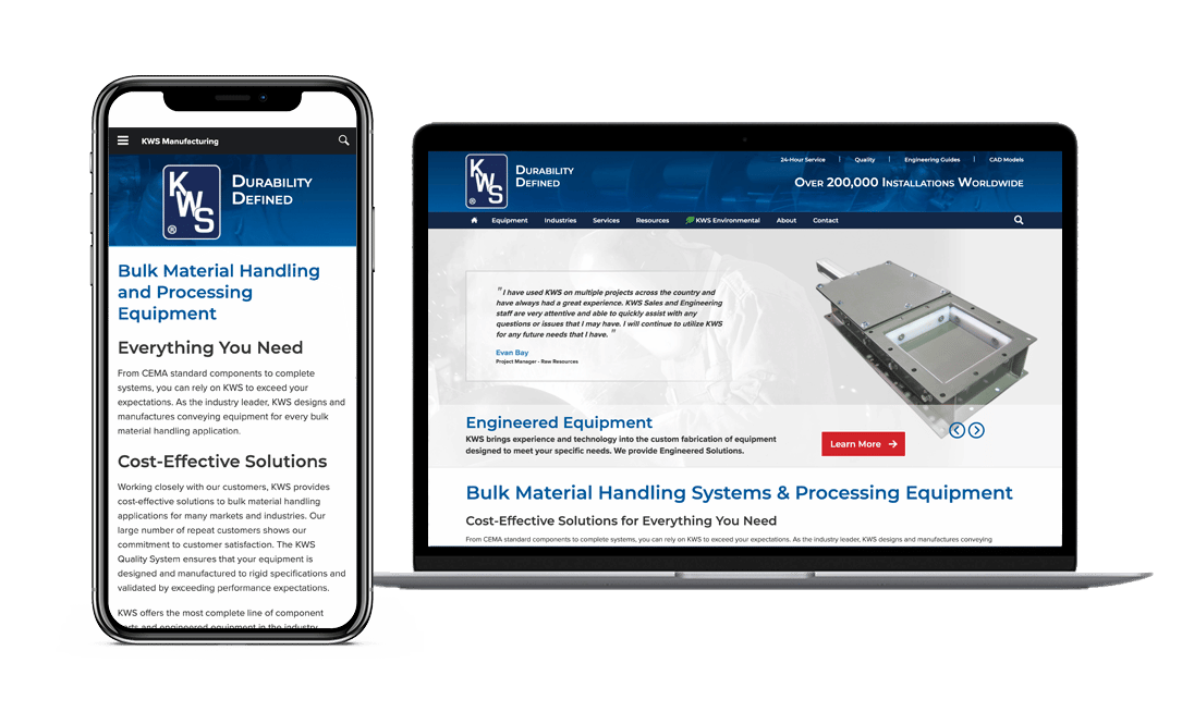 KWS Manufacturing Website Project by Lead Gear with Mobile Responsive Design