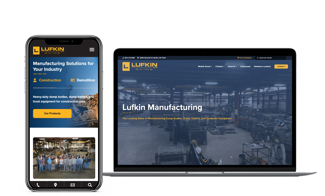 Lufkin Manufacturing Website Project by Lead Gear with Mobile Responsive Design