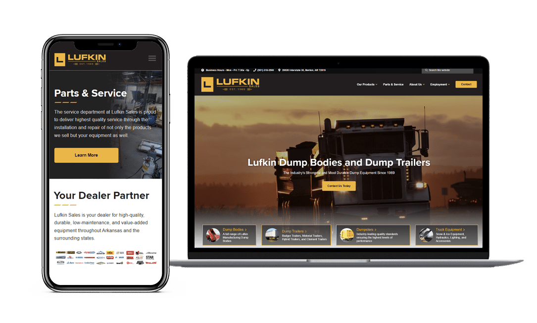 Lufkin Sales Website Project by Lead Gear with Mobile Responsive Design