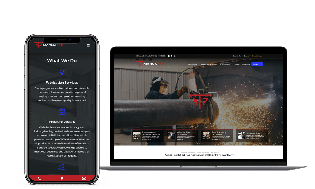 Magna Fab Website Project by Lead Gear with Mobile Responsive Design