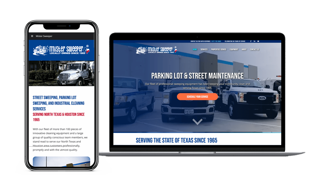 Mister Sweeper Website Project by Lead Gear with Mobile Responsive Design