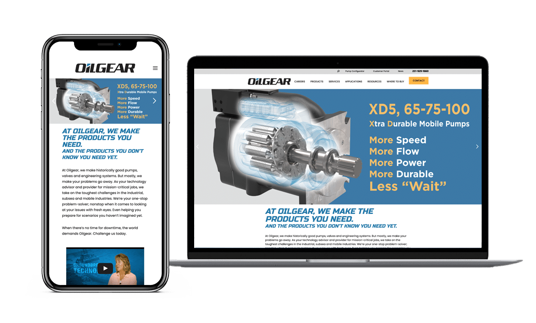 Oilgear Website Project by Lead Gear with Mobile Responsive Design