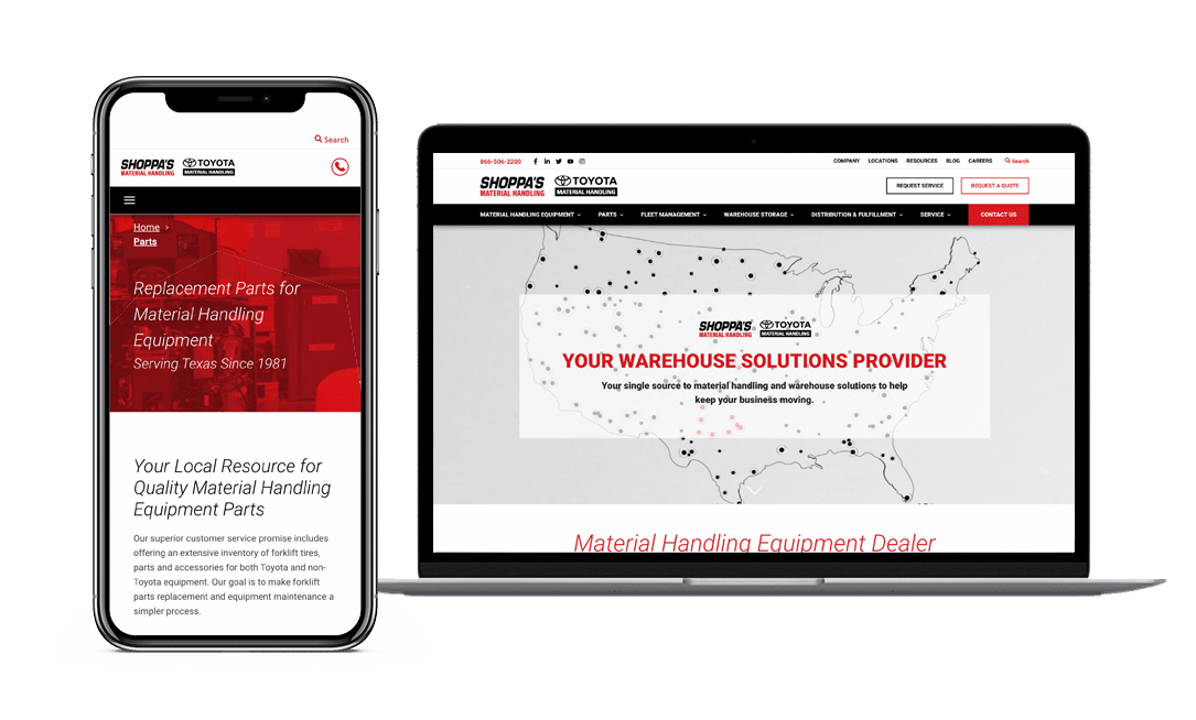 Shoppa’s Material Handling Website Project by Lead Gear with Mobile Responsive Design