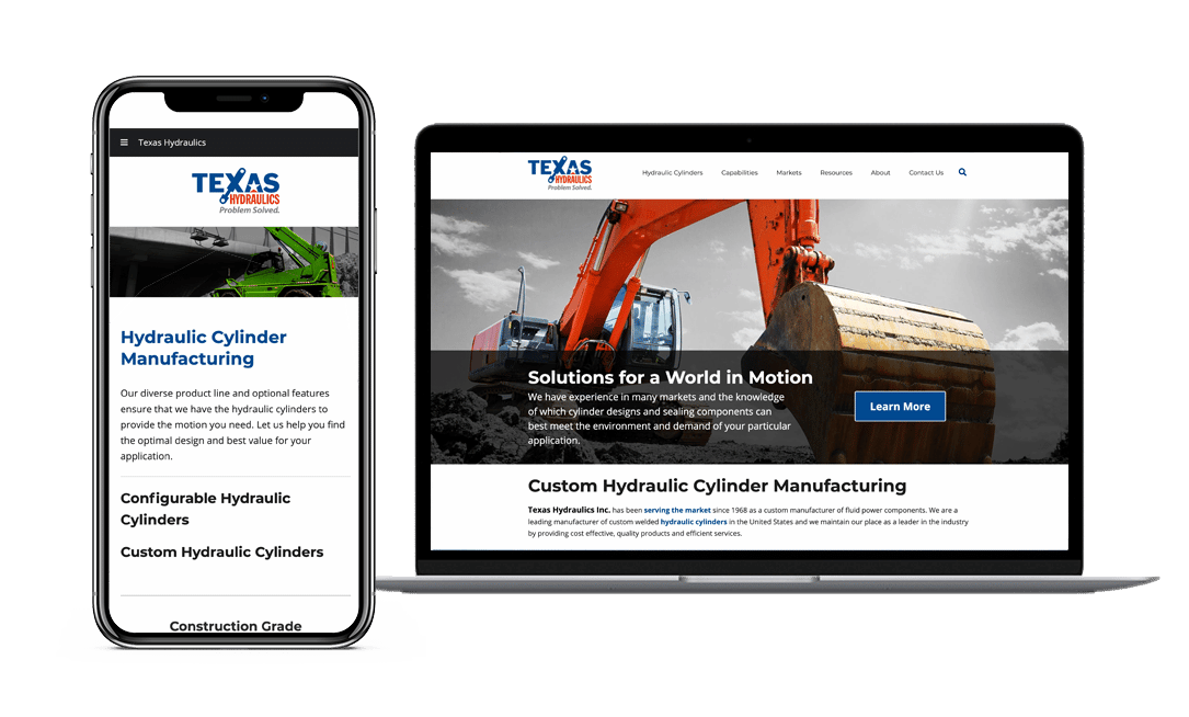 Texas Hydraulics Website Project by Lead Gear with Mobile Responsive Design