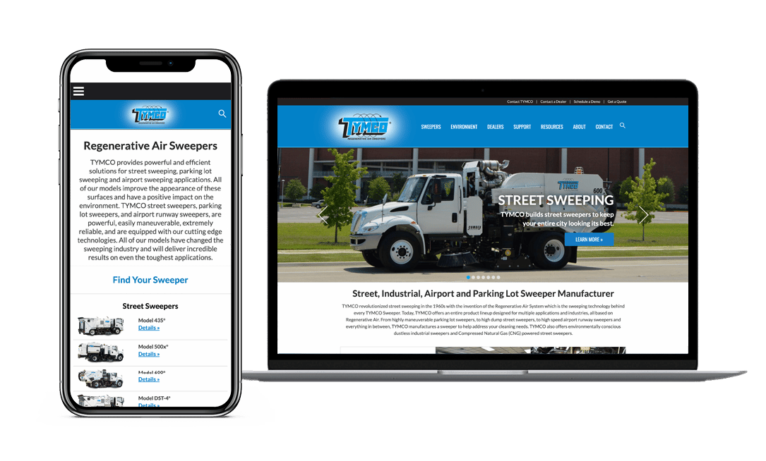 Tymco Website Project by Lead Gear with Mobile Responsive Design