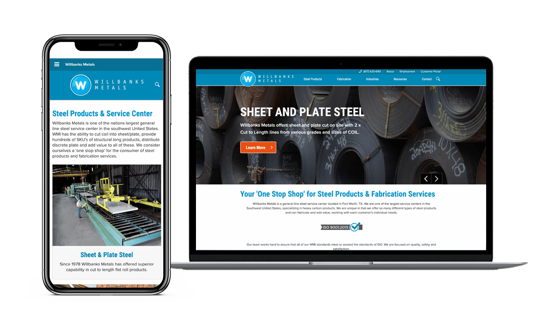Willbanks Metals Website Project by Lead Gear with Mobile Responsive Design