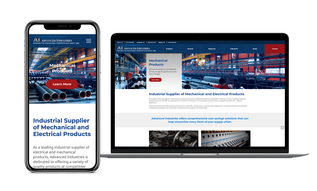 Advanced Industries Website Project by Lead Gear with Mobile Responsive Design